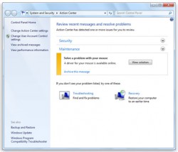 Windows action center